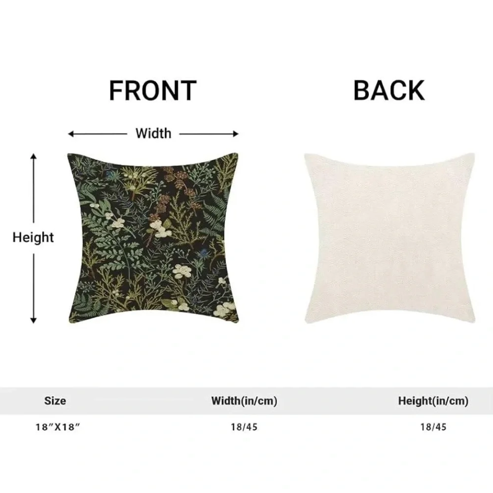 Boho green and black floral. 2 NWOT pillow covers 18x18 inch